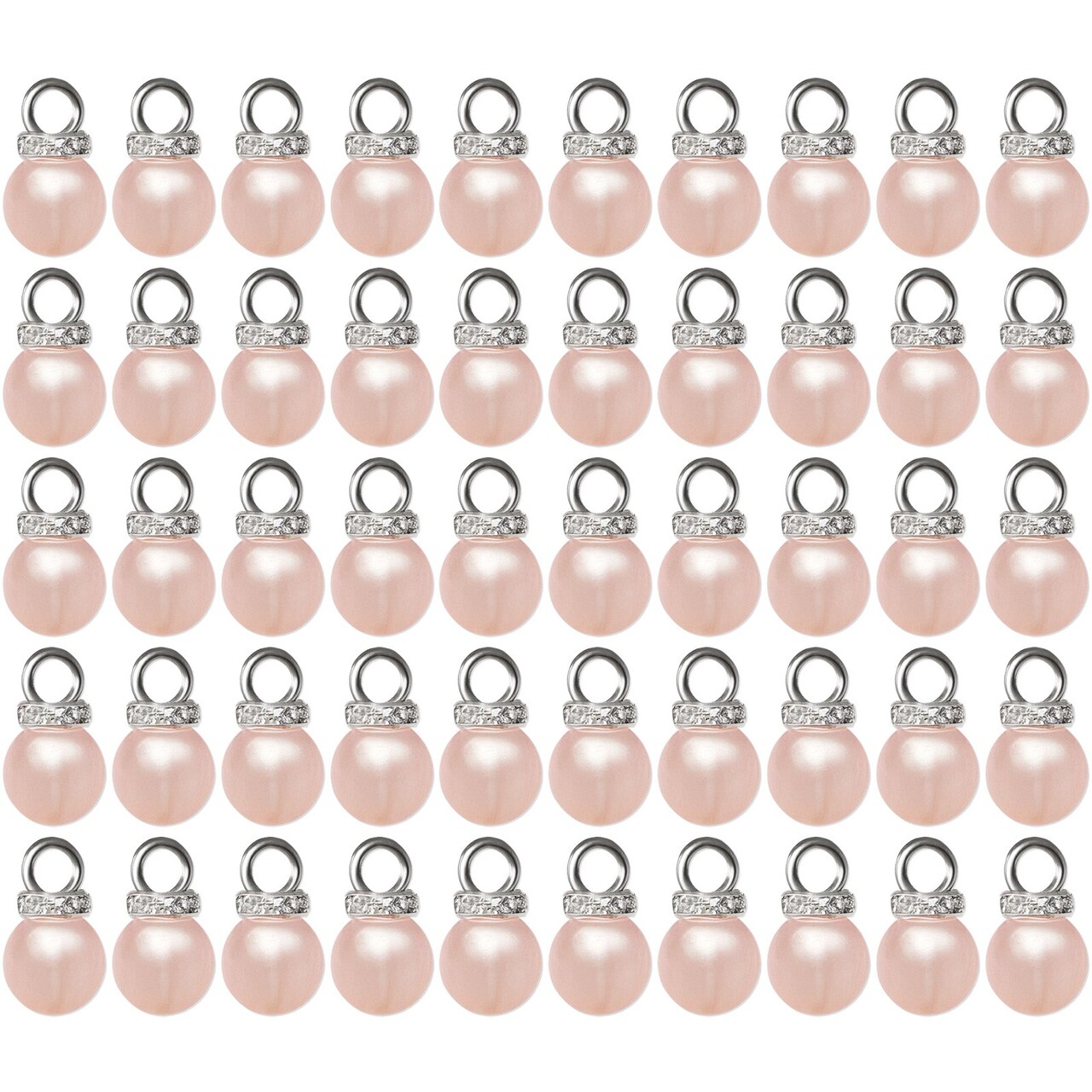 Wrapables Round 10mm Round No Holes Faux Pearls, Imitation Pearls for Jewelry Making (Set of 50), Soft Pink